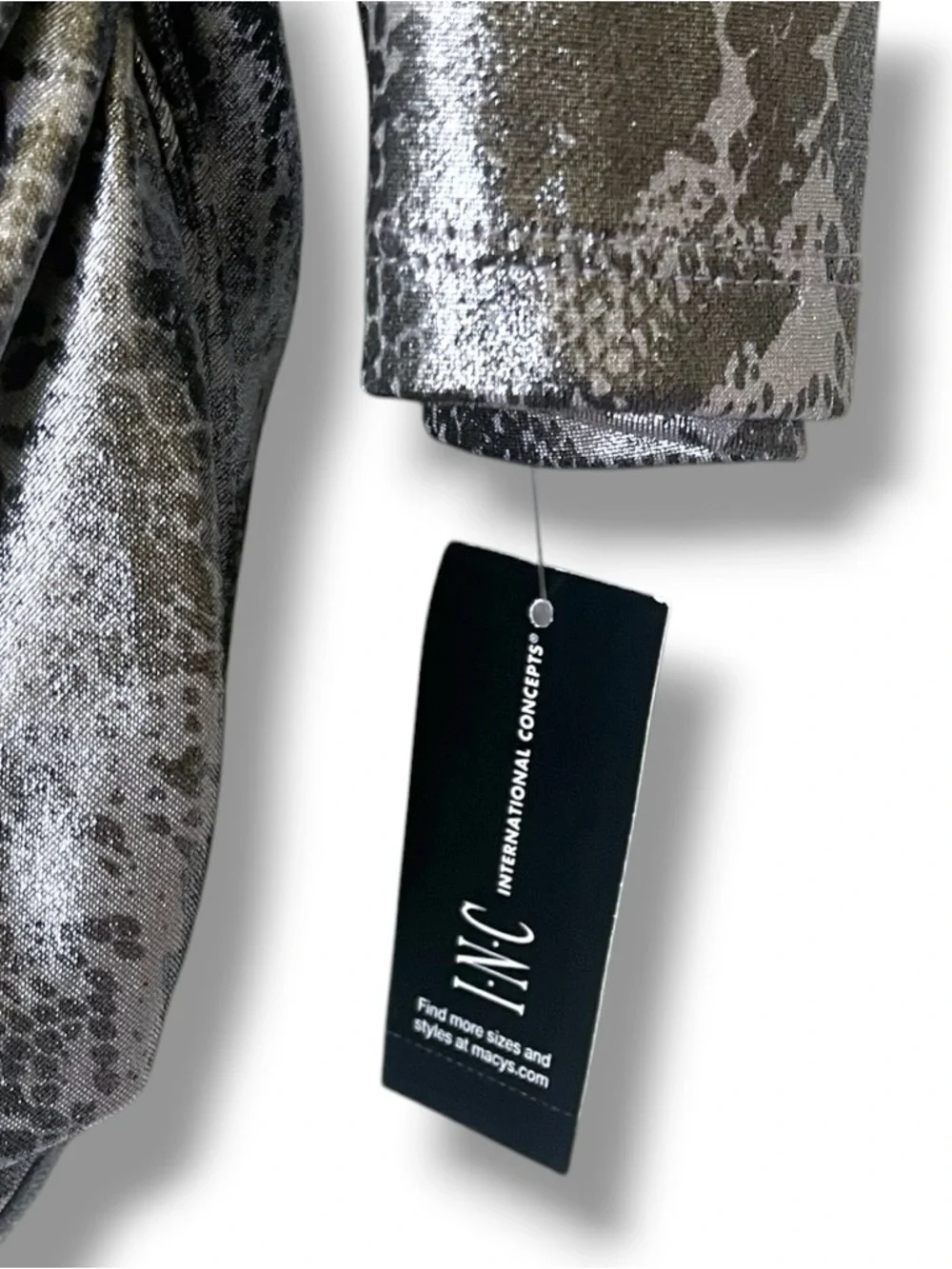 INC International Concepts Metallic Snake Print Ruched Tunic Top XL NWT Stretch - Picture 5 of 8
